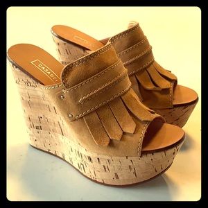 Cork platform slides mules Casadei